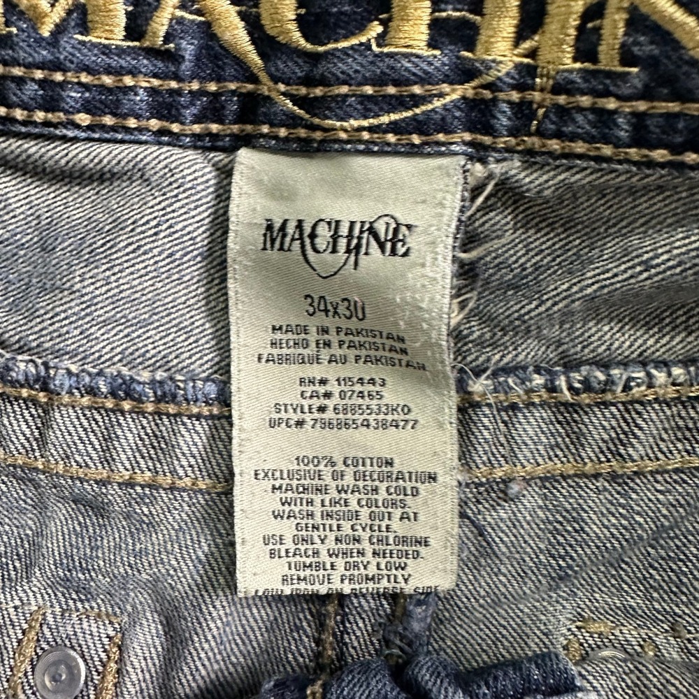 Machine Jeans Mens Size 34x30 Blue Relaxed Bootcut Distressed Flap Pocket Denim - Picture 6 of 8